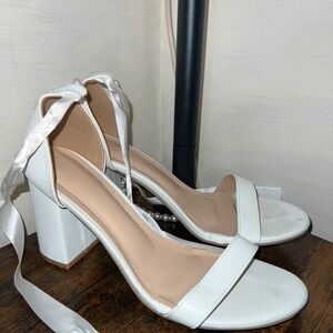 Elegant White Ankle Strap Heels